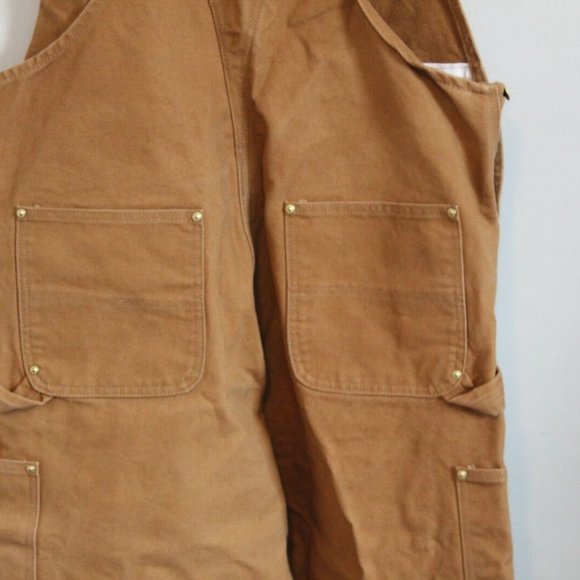 Carhartt Duck Zip to Thigh Bib Overall Unlined R37 Brown Chap 36 X 30 H12051 - Picture 8 of 12